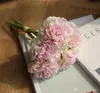 6 cor artificial rosa flores buquê peony para decoração de casamento 5 cabeças peônias flores falsificadas casa decoração de seda hortênsias baratas flor da