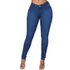 Jean femme taille moyenne Stretch pantalon en jean moulant 2021 automne hiver bleu rétro lavé élastique pantalon crayon mince 2024