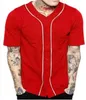 Pas cher hommes Baseball Jersey t-shirt à manches courtes rue Hip Hop Baseball t-shirts bouton noir solide chemise de Sport