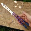 Theone Balisong BM40バタフライトレーナートレーニングジルトナイフパープルチタンアークアンエンスイング紫色のスイングは鋭いブッシュシステムBM42 BM43 BM46 BM51 UT85 UT88