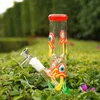 Narghilè da 8 pollici Glow in the Dark Bong in vetro dritto Perc 18mm Femmina Joint Oil Dab Rigs Tubi dell'acqua spessi 5 mm con ciotola a stelo diffuso