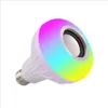 E27 SMART LED Light RGB Wireless Bluetooth -högtalare Lampmusik Spela Dimble 12W Music Player Audio med 24 Keys Remote Control