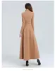 Women Winter Coats Autumn and Winter Retro Solid Color Belt Large Size Wool Coat Slim Thin Thick Long Hair Coat Female 201215