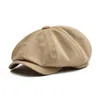 BOTVELA grande grande casquette gavroche Men039s sergé coton huit panneaux chapeau Women039s Baker Boy casquettes kaki rétro chapeaux mâle Boina Bere6509729