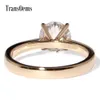 TRANSGEMS CENTER 1.2CT Carat Anel de casamento diamante de moissanita com sotaque moissanite sólido 14k amarelo anel de noivado y200620