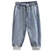 Jeans Femme Taille Haute Cordon Lâche Plus Taille Casual Street Style Denim Longueur Mollet Sarouel 201223