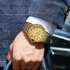 Vintage klassisk gränsöverskridande mode retro mens stor platta guldklocka stålklocka Mens Gold Watch247b