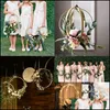 装飾的な花の花輪の花輪のお祝いパーティー用品家庭用ガーデンドリームキャッチャーリング12ピースウッド竹花フープ