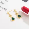 Dangle Kroonluchter Vintage Mode Sterren Green Crystal Emerald Edelstenen Drop Oorbellen Voor Vrouwen Goud Kleur Sieraden Bijoux Party 336c