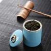 New Tea Container Kitchen Storage Jars Traveling Tea Tin Cans Yellow Blue Spices Storage Box Sealed Ceramic Scented Tea Jar Pot 201022
