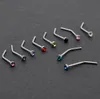 Fashion Trendy Nose Rings Body Piercing Jewelry Stainless Steel Set auger Bent Nose Ring Earring Studs 1.8mm