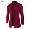 Siteweie heren revers Cardigan trui Engelse stijl mannen Koreaanse trendy slanke massief kleurjack trui lange jas L437 201202