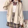 Maglione scolastico giapponese Primavera Autunno Maglione lavorato a maglia in cotone con scollo a V Uniformi Cardigan Multicolor Student Girls Cosplay