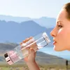 Bottiglia di acqua di cristallo, bottiglia d'acqua di vetro di guarigione al quarzo rosa, include una bottiglia di infusore da tè a foglia larga e protettiva sl