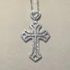 Mode 925 Sterling Zilver Prachtige Bijbel Jezus Kruis Hanger Ketting voor Vrouwen Kruisbeeld Charme 2ct Hart Steen Gesimuleerde Diamanten Sieraden