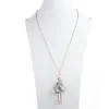 Crystal Doll Pendant Halsband för Kvinnor Bomull Klänning Metall Rhinestone Bälte Långkedja Halsband Pearl Handväska Smycken Halsband