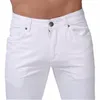 Homens jeans homens 2021 marca moda sólida magro encaixar branco azul preto cantos cores plus size meados de calças jeans retas f12411