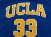 Özel Lew Alcindor # 33 Basketbol Forması Tümü Dikişli Mavi Beden S-4XL En Kaliteli