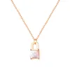 Fashion stylish designer stainless steel tiny cute shell lock pendant necklace for women girls rose gold