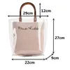 Alışveriş torbaları pvc şeffaf el kadınlar için yeni yaz plaj saman omuz çanta örgü mektup tote kadın zincir crossbody set 220309