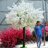 100cm Fake Cherry Blossom Tree 4 fork Sakura Branch Artificial Flower Silk Wedding Background Wall Decoration Flowers