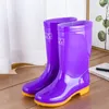 Women Mid-Calf Boot Ladies Waterproof Rubber Knee Outdoor Shoes Female Winter Fur Warm High Quality Rain Boots Q1216