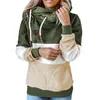 Hoodies das mulheres moletons outono inverno mulheres pulôver algodão misturado cor de contraste cor hoodie bonés casuais soltas tops long-lE