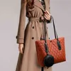 買い物袋女性のためのカジュアルなトートの女性PUレザーショルダーファッション格子縞のハンドル大容量の女性財布2 PCS SAC 220301