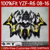 Carene iniezione per YAMAHA YZF-R6 YZF R6 600 R 6 YZF-600 YZFR6 08 09 10 11 12 2013 2014 Giallo nero 2015 2016 99No.181 YZF600 2008 2009 2010 2011 2012 13 14 15 16 Corpo OEM