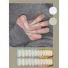False Nails 24pcs/Box Detachable Artificial Round Head Full Cover Wearable Nail Tips Fake Pearlescent Almond Tip Prud22