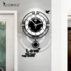 NEW Swing Acrylic Quartz Silent Wall Clock With Wall Stickers Modern Design Pendulum Wall Watch Clocks Living Room Decoration 201125