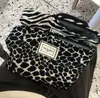 Women Canvas Leopard Prints Large Capacity Cosmetic Bag size 27*18*5cm