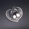 Épingles, broches antiques en étain plaqué argent bijoux noirs conception unique nature broches de broche de perles d'eau douce pour les femmes, article n °: BH7944