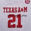 Nuova maglia da basket Texas AM Aggies 2020 NCAA College 21 Alex Caruso bianca tutta cucita e ricamata