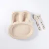 New cute rabbit plates for baby baby feeding dishes Wheat straw kids plates 3pcs/set