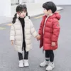 Children's down cotton clothing kids New Winter Jacket Girls Coat Hooded Mid-Length Boys Clothes Thick coat Outerwear baby LJ201017