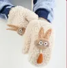 Cartoon mittens female winter warm rabbit hanging neck gloves plus velvet thickened student gloves GD1075