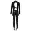 Cardi B inspirerad outfit cut-out jacka och spets upp långa nätbyxor med krokar och slipsar två stycken 200923