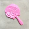 Cadeau de faveur de mariage miroir de fleur de Rose artificiel avec poignée miroir simple face, fournitures de fête