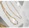 Titanium With 18K Gold Pave Chain Choker Necklace Stainless Steel Designer T Show Runway Gown Rare INS Japan Korean Boho Q0531