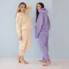 2020 femmes deux pièces ensemble à capuche surdimensionné sweat pantalon couleur unie à capuche costumes automne hiver tenues décontractées