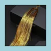 Braiders Haarverzorging Styling Tools Producten Tinsel Lankle Synthetische 93cm Holografische Glitter Colorf Laser Extension Gold Silk Bing Drop Del