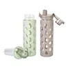 21oz Siliconen geïsoleerde rechte glazen fles sport yoga reizen water drinkware met anti slip siliconen mouwen door zee rrb13652