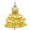 European and American girls' dress wedding flower girl dress with diamond embroidery mesh Princess cake skirt