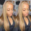 Droite Blonde Highlight 13x6 Lace Front Perruque de Cheveux Humains Pré-Plumé 200 Densité Indien Remy 5X5 Dentelle Fermeture Perruques Pour Les Femmes