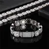 12 mm 16/18/20/22/24 tum guldpläterad Bling CZ Diamond Chain Halsband Armband för män Kvinnor Hip Hop Punk Smycken Halsband Kedjor