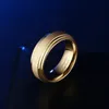 Newshe Yellow Gold Color Tungsten Carbide Men's Wedding Rings 8mm Frosted Band Ladder Edge Fashion Jewelry TRX073 Y1124