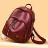 Elegant stor storlek Lychee Mönster ryggsäck Kvinnor lyx PU -läder baksida Kvinnlig Multi Pocket Solid Color Travel Backbag A1113 195U