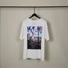 2022春夏の人気の風景絵画デザイナーTシャツチェスト文字反射トレンドハイストリートルーズファッションTシャツ100％コットンメンズレディースアパレル