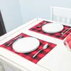 Placemats de manta de búfalo vermelhos e black tapetes almofadas de mesa corredor para casa férias Natal ano novo mesa decorações